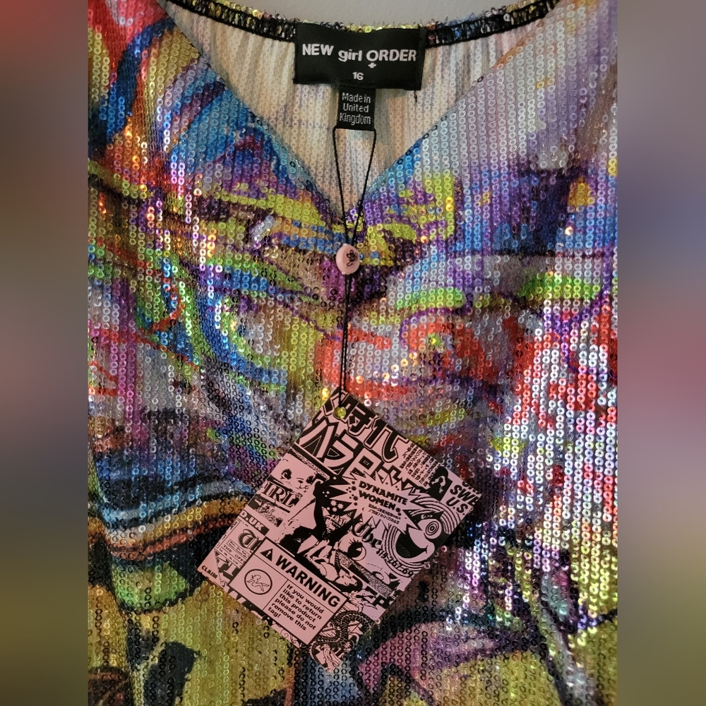 UK Sequin Graffiti Dress NWT